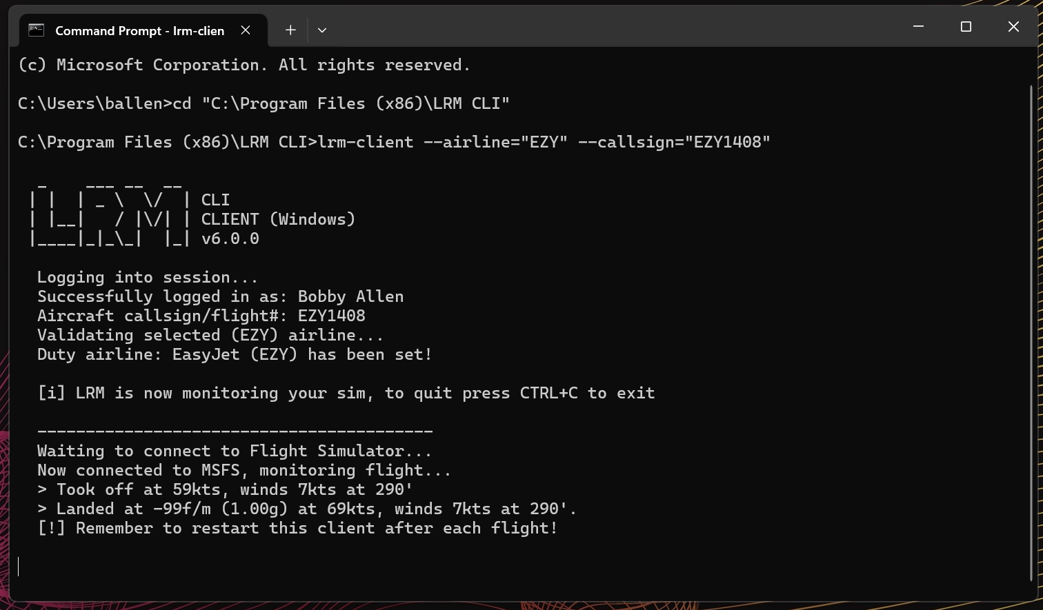 lrm-client-v6-cli-simconnect-landed.png